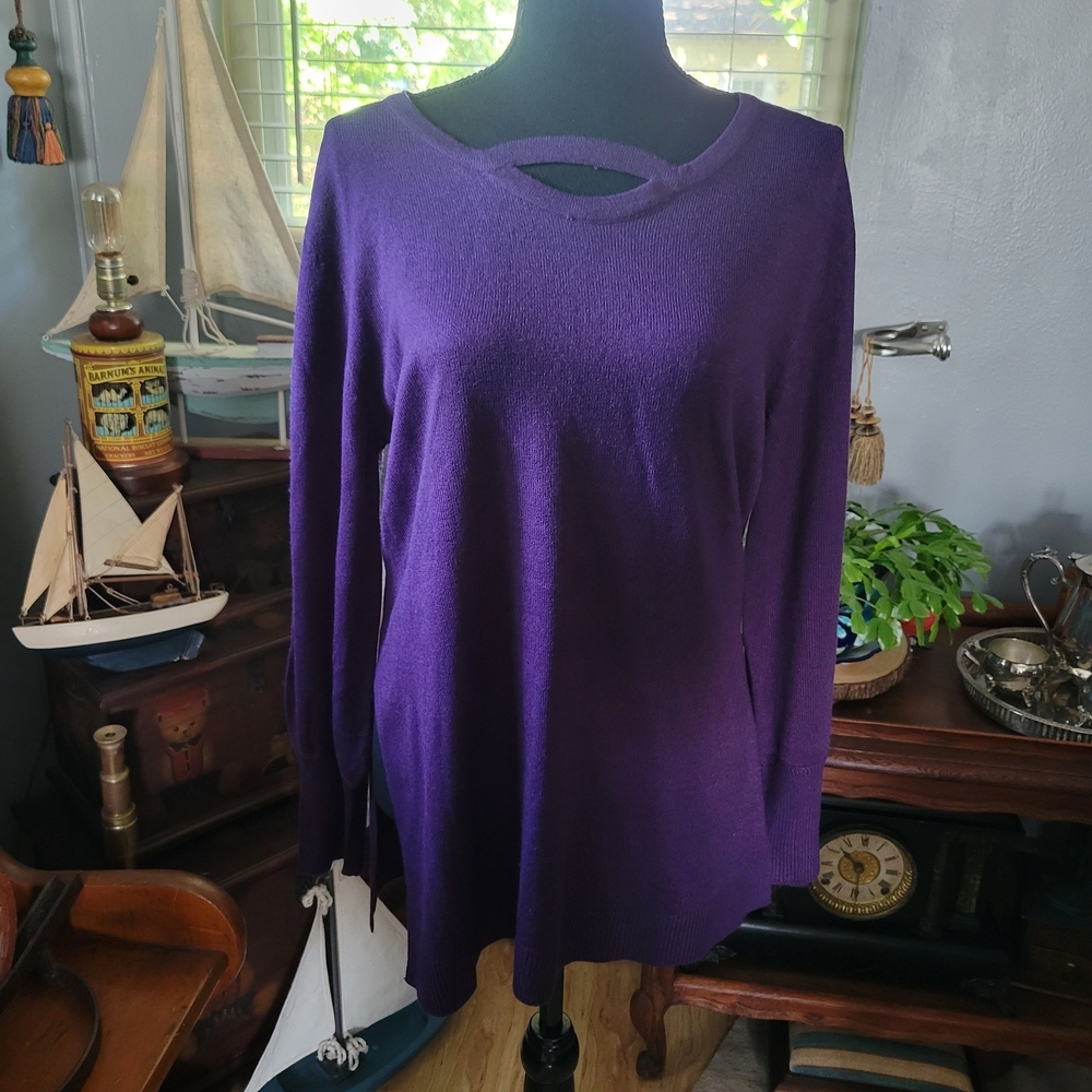 New York & Company Rich Purple Knit Top